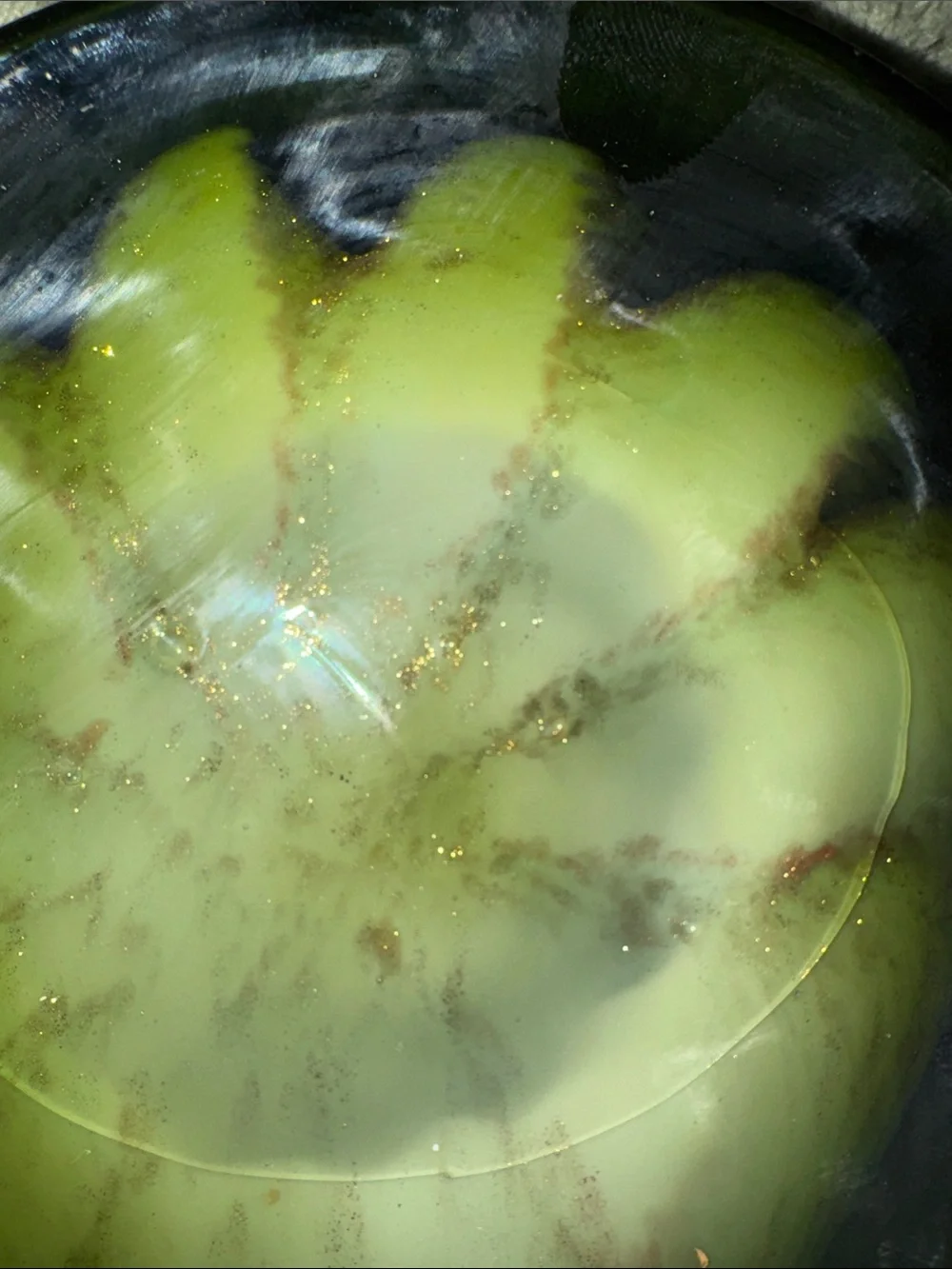 Vintage Murano Art Glass Handkerchief Bowl Green Swirl Gold Aventurine MCm